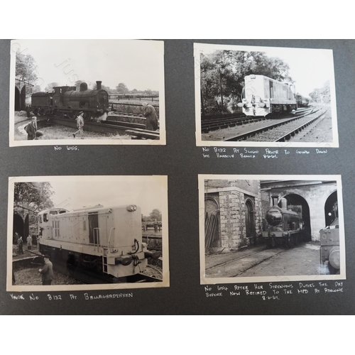 132 - An excellent album of Irish traction, black and white postcard size prints. There are approx. 140 pr... 