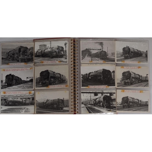 165 - A photo album of French S.N.C.F. Steam from the 1950/60's.  1 x SNCB noted.
Approx. 75 black and whi... 