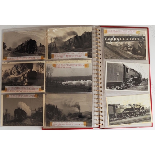 165 - A photo album of French S.N.C.F. Steam from the 1950/60's.  1 x SNCB noted.
Approx. 75 black and whi... 