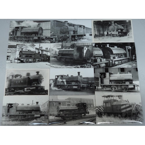 301 - Industrial locomotives and scenes. The majority are postcard size, with a few smaller 3.25