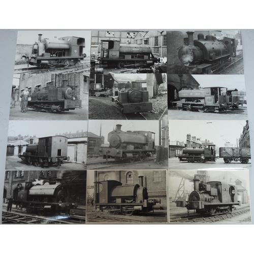 302 - Industrial locomotives and scenes. The majority are postcard size, with a few smaller 3.25