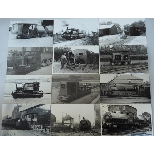 305 - Industrial locomotives and scenes. The majority are postcard size, with a few smaller 3.25