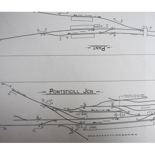 451 - A quantity of Signalling Record Society facsimiles of signal box diagrams.
1. Cefn Coed.
2. Scarboro... 