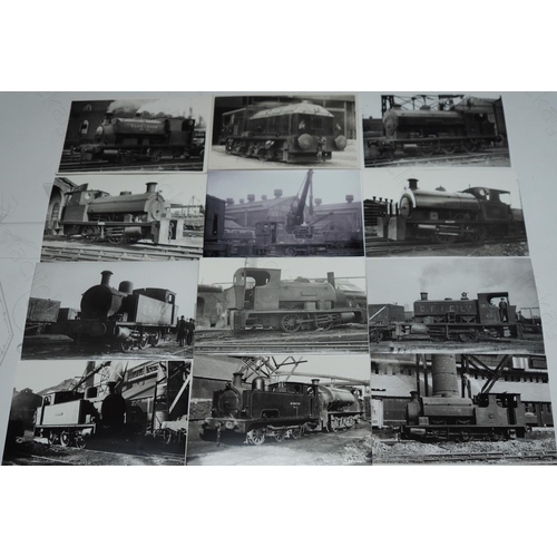 456 - Industrial locomotives and scenes. The majority are postcard size, with a few smaller 3.25