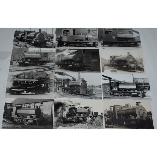 456 - Industrial locomotives and scenes. The majority are postcard size, with a few smaller 3.25