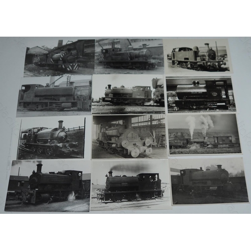 456 - Industrial locomotives and scenes. The majority are postcard size, with a few smaller 3.25