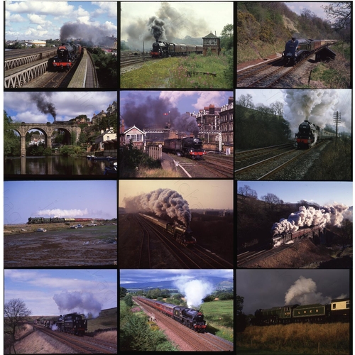 498 - Very good quality main line steam. Approx. 212, medium format colour slides in card mounts. Mostly t...