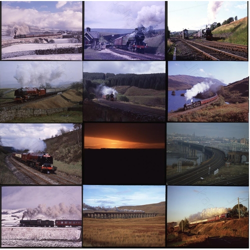 498 - Very good quality main line steam. Approx. 212, medium format colour slides in card mounts. Mostly t...