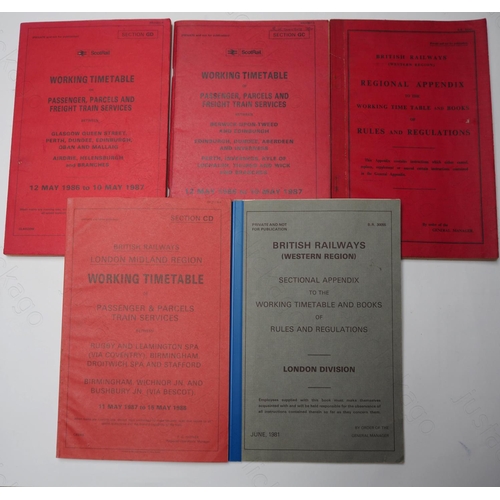 307 - 14 items of Paper Railwayana to include: Five B.R. working timetables plus 1 general appendix, B.R. ... 