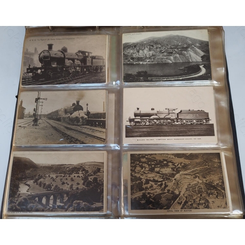 393 - A fine postcard album. The album itself is in fair condition with yellowing plastic pages, the conte... 