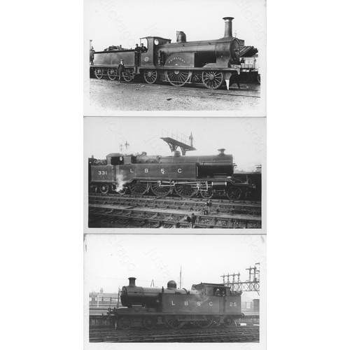 463 - L.B.S.C.R. locomotives. A fine collection of commercial photographs and postcards in a slipcase albu...