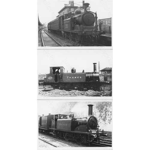 463 - L.B.S.C.R. locomotives. A fine collection of commercial photographs and postcards in a slipcase albu...