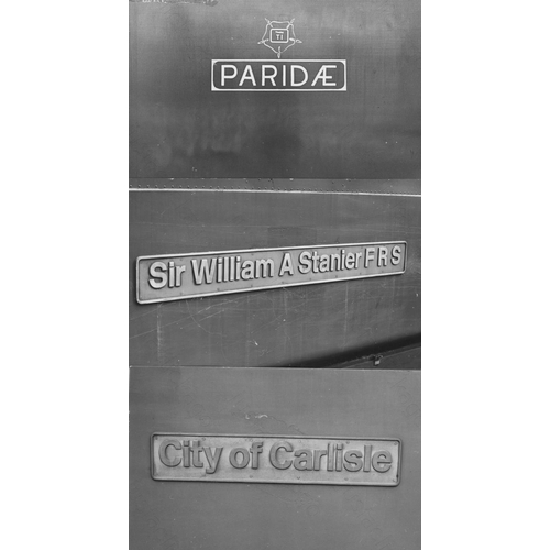 43 - Modern traction locomotive nameplates. Approx. 100, black and white postcard sized prints. A few col...