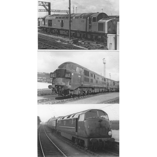 57 - Modern traction locomotives. Approx. 100, black and white postcard sized prints. This selection feat...