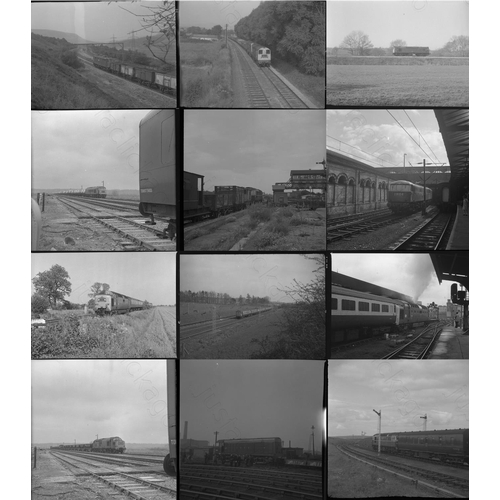 59 - Modern traction locomotives and scenes. Approx. 50, original, mixed size black and white negatives. ...