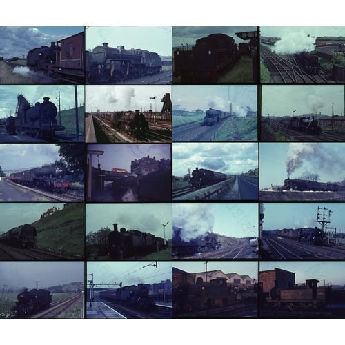 288 - Railway. A small box of 29 x 35mm colour slides on mixed film stock. Featuring BR steam locomotives ... 