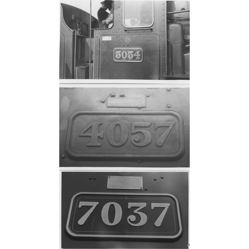 298 - Ex GWR Steam locomotive number plates (45) and 20 colour prints of modern traction locomotive number... 