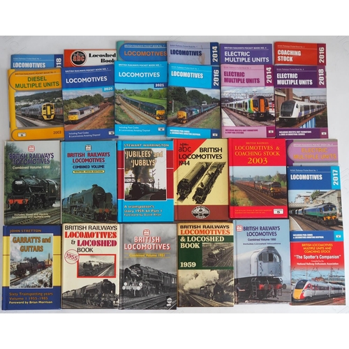 314 - An assortment of 25 Ian Allan ABC's and Platform 5 spotting books. Includes 6 hard back Combined Vol... 