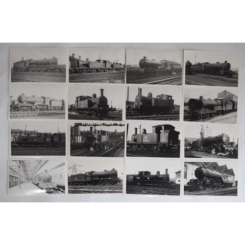 321 - Railway. Approx. 240 black and white postcard size prints featuring ex LNER and constituent company ... 