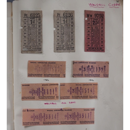 43 - Tickets. An old scrapbook album of transport tickets, dated 1958.
The album has some foxing to the p... 