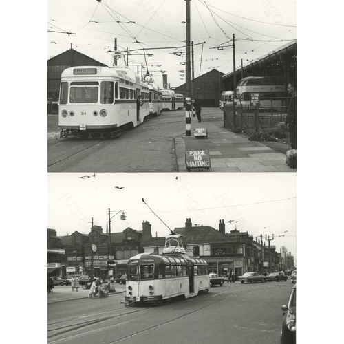 104 - U.K. Bus and Tram. An assortment of black and white and colour prints, featuring U.K. Buses and Tram... 