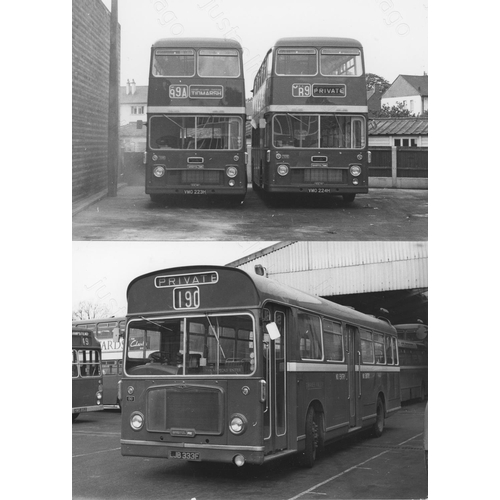 104 - U.K. Bus and Tram. An assortment of black and white and colour prints, featuring U.K. Buses and Tram... 