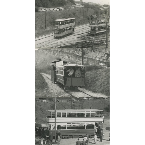 104 - U.K. Bus and Tram. An assortment of black and white and colour prints, featuring U.K. Buses and Tram... 