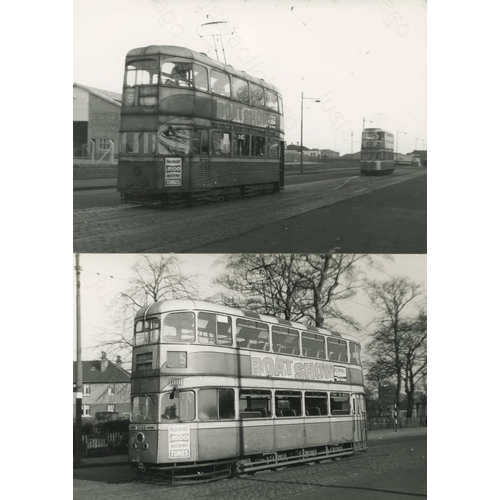 104 - U.K. Bus and Tram. An assortment of black and white and colour prints, featuring U.K. Buses and Tram... 