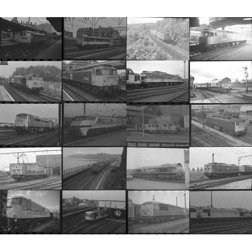 150 - Railway. Modern Traction. Approx. 100 x 35mm, black and white negatives. Mostly taken in the 1980's ... 