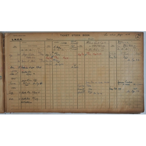 227 - Railway. Paper Railwayana. 2 x L.N.E.R. hardback book ledgers.
The first is a Season Ticket Requisit... 