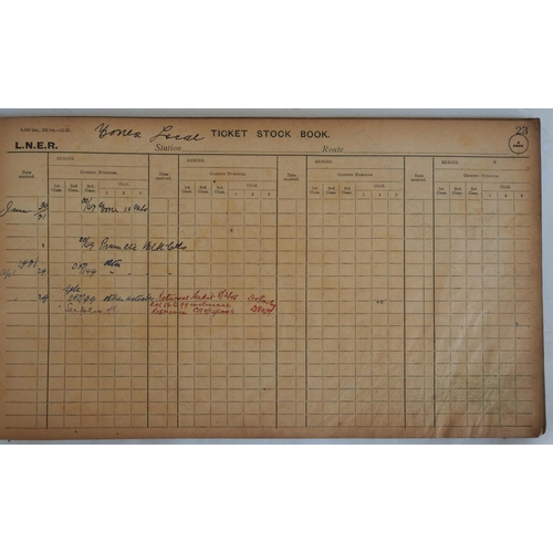 227 - Railway. Paper Railwayana. 2 x L.N.E.R. hardback book ledgers.
The first is a Season Ticket Requisit... 