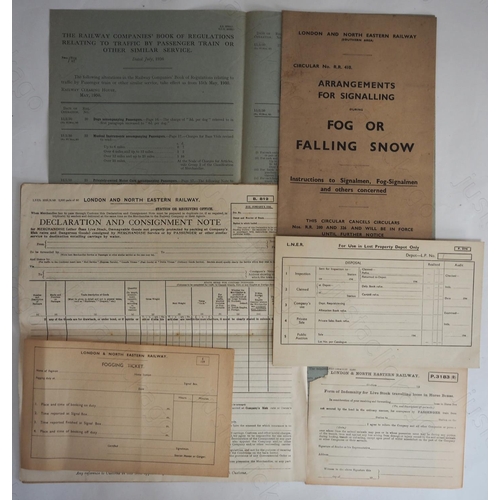 238 - Railway. Paper Railwayana. An assortment of L.N.E.R. paperwork. Includes wagon labels, Instructions ... 