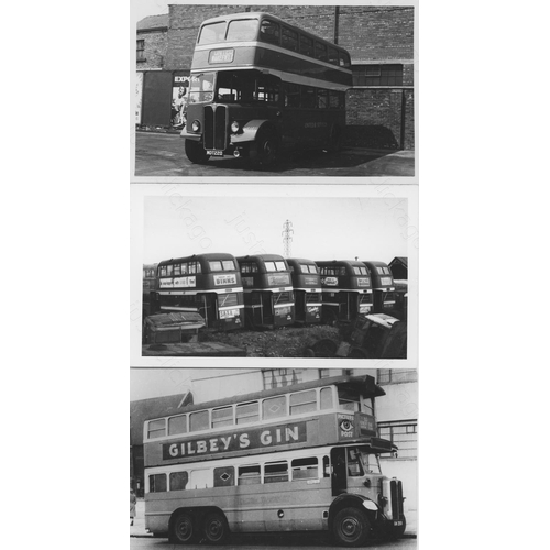 240 - U.K. Bus, trolleybus and a couple of tram subjects. Approx. 100, black and white postcard size print... 