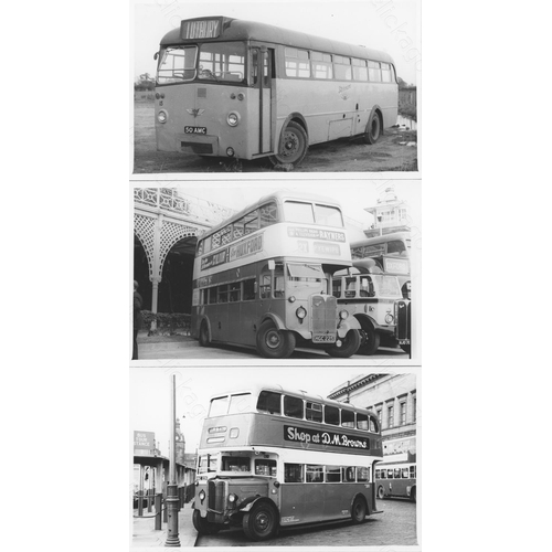 242 - U.K. Bus. Approx. 100, black and white, postcard sized prints from a variety of sources. Sources inc... 