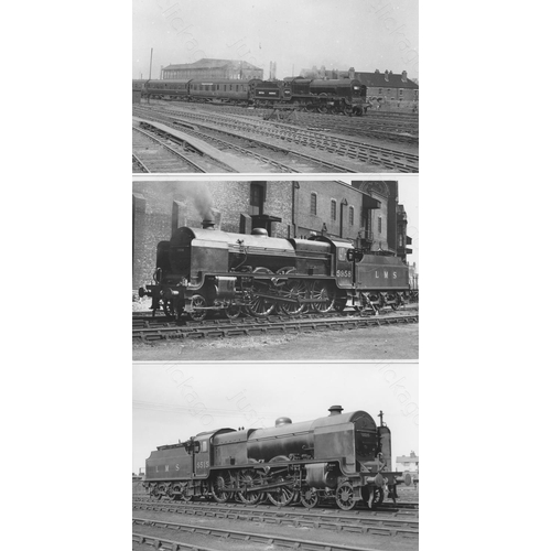 307 - Railway. Ex LMS / BR Steam. Approx. 100, black and white postcard size prints housed in a looseleaf ... 