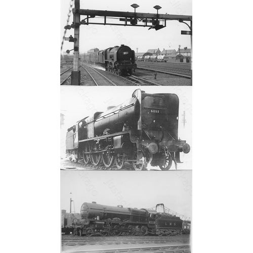 307 - Railway. Ex LMS / BR Steam. Approx. 100, black and white postcard size prints housed in a looseleaf ... 