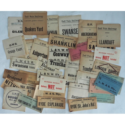 331 - Paper Railwayana. A small assortment of luggage labels and 2 x Railway Company letters. The luggage ... 