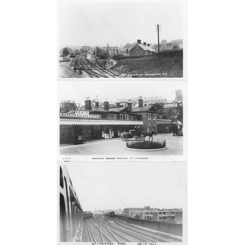 333 - Railway. A box of approx.  420, black and white prints and postcards, featuring ex-Southern Railway ... 