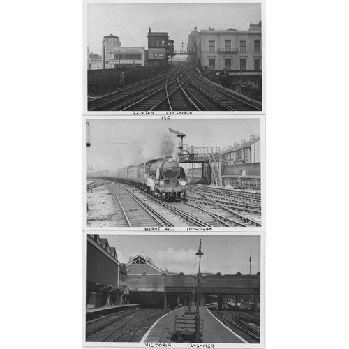 334 - Railway. A box of approx. 335 black and white prints and postcards, featuring ex Southern Railway lo... 