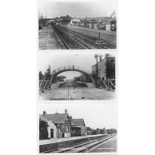 334 - Railway. A box of approx. 335 black and white prints and postcards, featuring ex Southern Railway lo... 