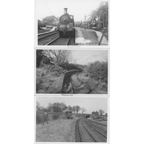 334 - Railway. A box of approx. 335 black and white prints and postcards, featuring ex Southern Railway lo... 