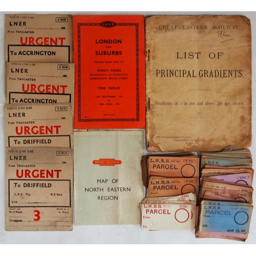 369 - Paper Railwayana. An assortment of several hundred LNER parcel and luggage labels. PLUS a  small fol... 