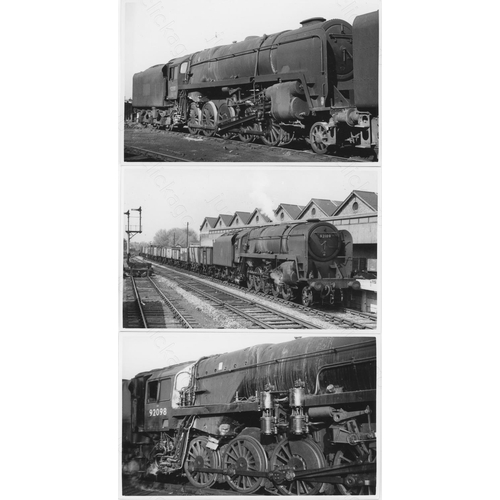 370 - Railway. BR Steam. A fine collection of 100+ black and white, postcard size prints of BR standard st... 