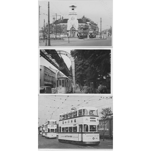 385 - Trams. UK and Europe. A selection of approx. 58 original black and white darkroom prints. The prints... 