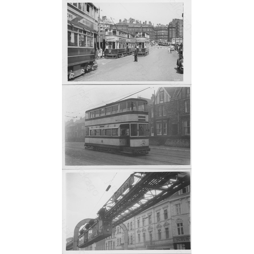 385 - Trams. UK and Europe. A selection of approx. 58 original black and white darkroom prints. The prints... 