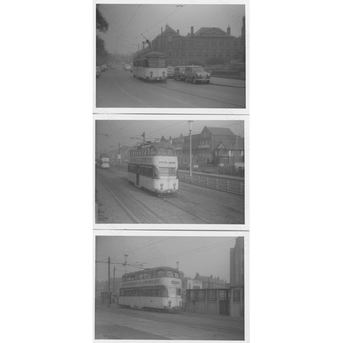 385 - Trams. UK and Europe. A selection of approx. 58 original black and white darkroom prints. The prints... 