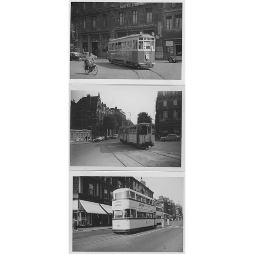 385 - Trams. UK and Europe. A selection of approx. 58 original black and white darkroom prints. The prints... 