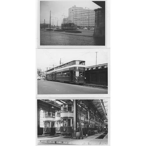 385 - Trams. UK and Europe. A selection of approx. 58 original black and white darkroom prints. The prints... 