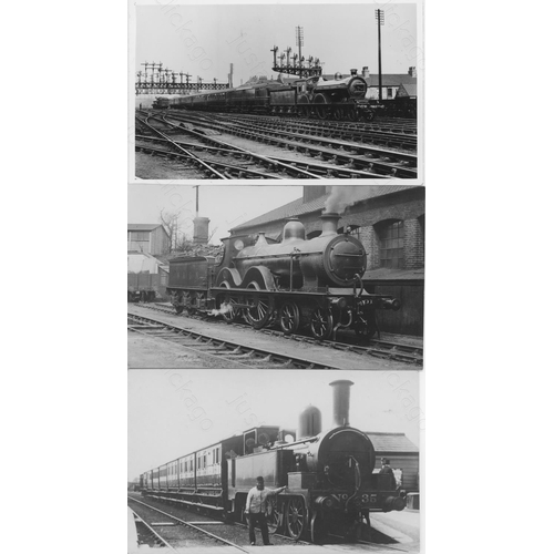 387 - Railway. Pre-Grouping Steam. A fine collection of approx. 100, black and white, postcard size prints... 