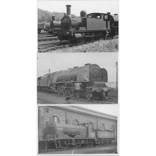 388 - Railway. Ex LMS/BR Steam. A fine collection of approx.100, black and white, postcard size prints of ... 